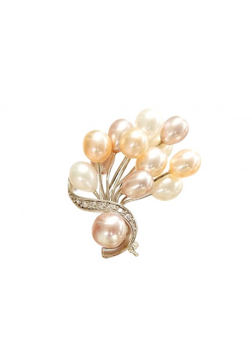 SILVER PEARL BROOCH
