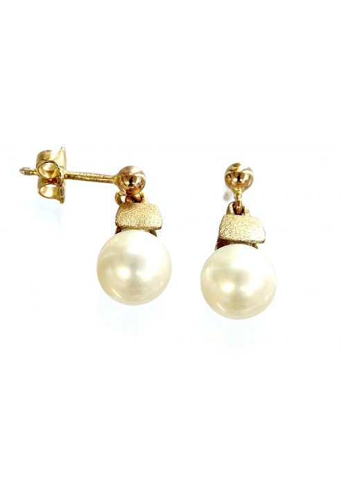 9K YELLOW GOLD PEARL EARRINGS